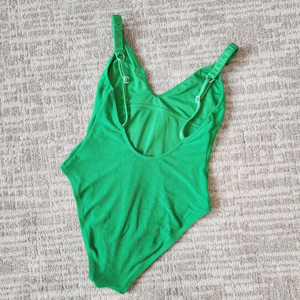 Sanctuary womens high leg one piece swimsuit kelly green micro terry size M - Picture 9 of 12